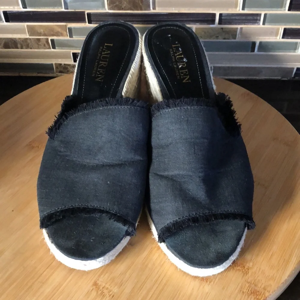 Ralph Lauren Carlynda linen espadrille wedges women’s‎ size 9.5